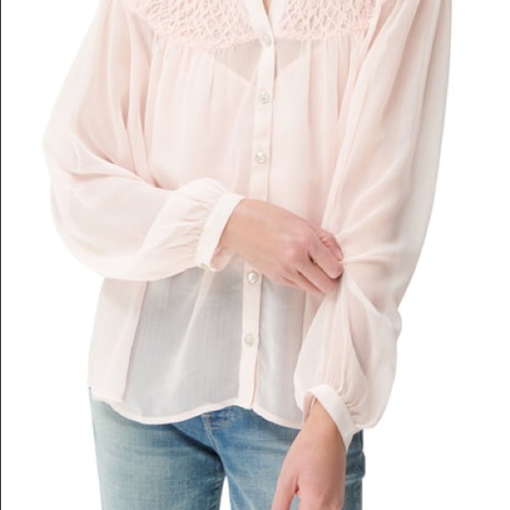 COPY - Lucky Brand Smocked Yoke Peasant Blouse - Picture 3 of 13